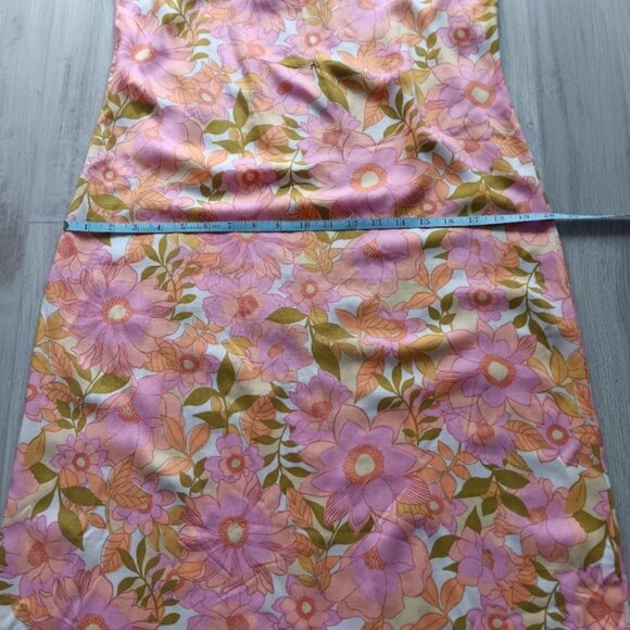 New Billabong Sundress Spaghetti Strap Bright Pink Floral Green Midi Medium - Picture 8 of 12
